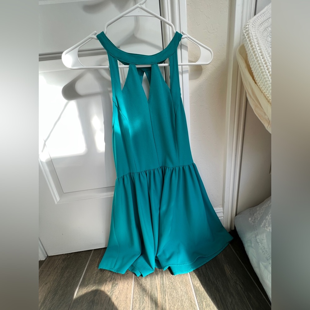 Pacsun Kendall and Kylie teal haltered mini dress in size small